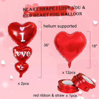 HUGE RED HEART BALLOONS SET