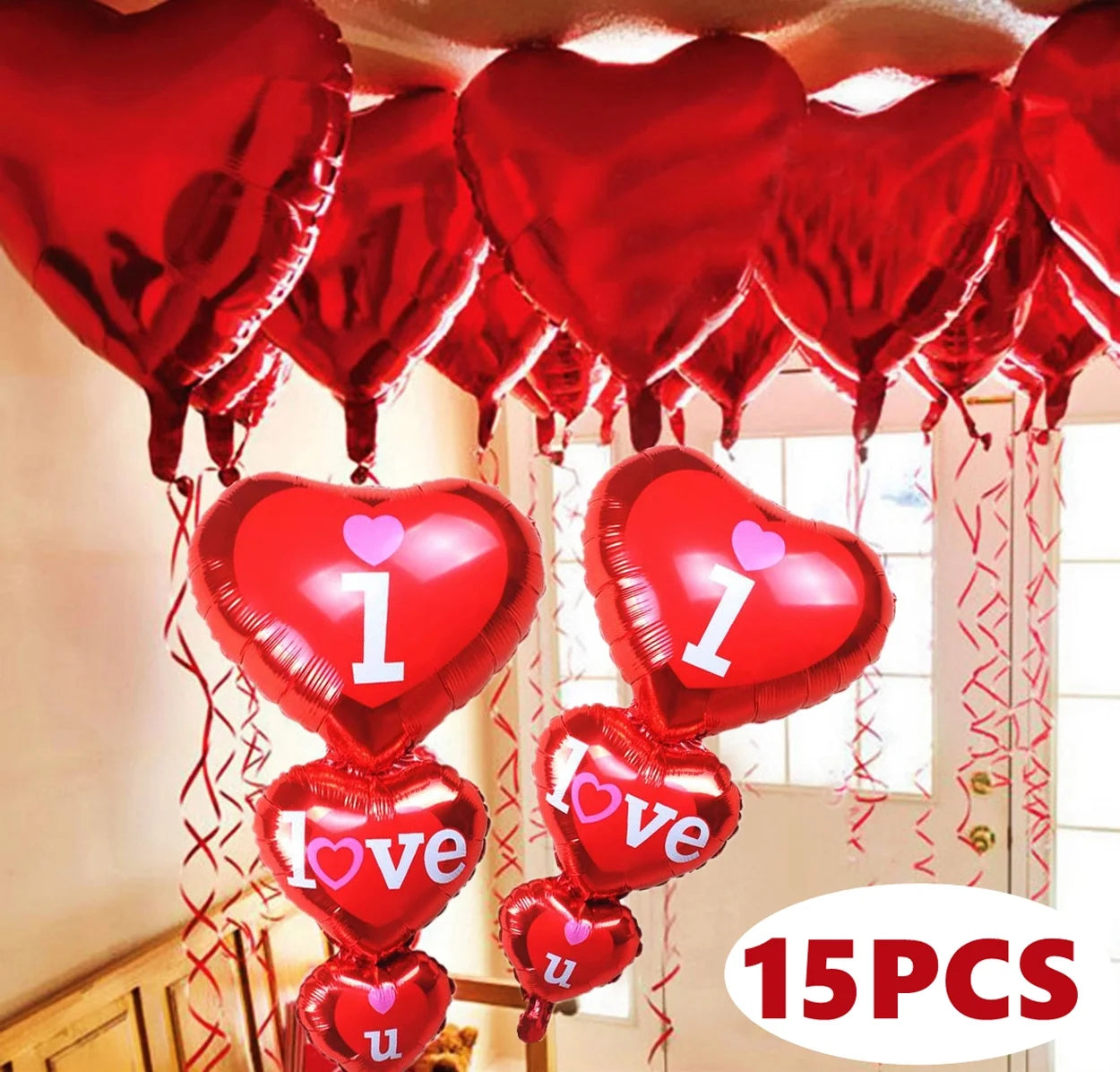 HUGE RED HEART BALLOONS SET