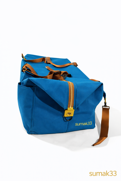Handmade Blue Gym Bag with Adjustable Strap | SUMAK 33