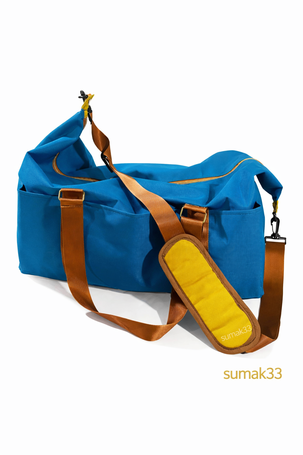 Handmade Blue Gym Bag with Adjustable Strap | SUMAK 33