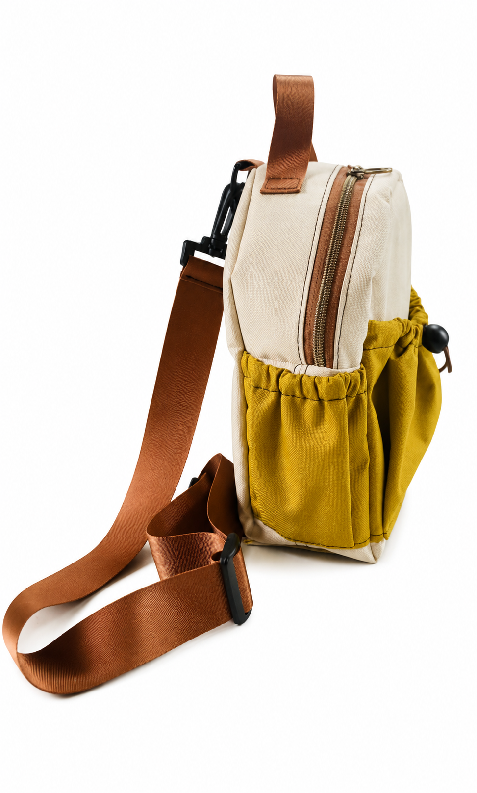 Handmade Mini Canvas Backpack - Turquoise blue & Mustard