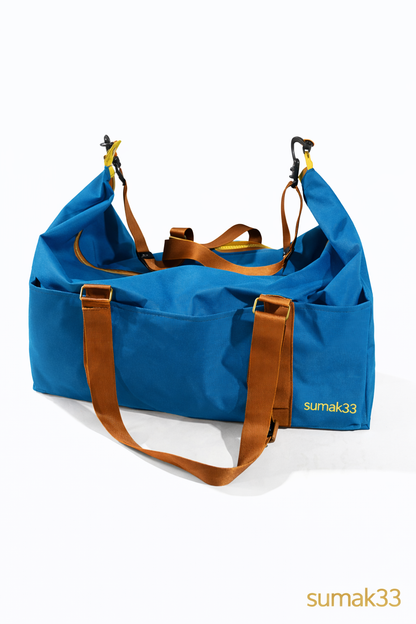 Handmade Blue Gym Bag with Adjustable Strap | SUMAK 33